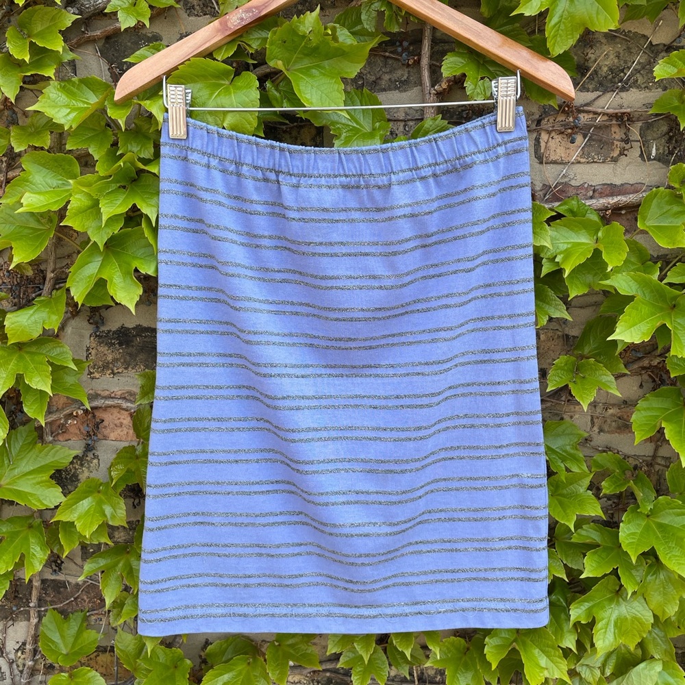 Vintage Blue and Grey Striped Pencil Skirt